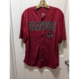 Marvel Deadpool Shirt Mens M Baseball Jersey Tacos #90 Burgundy Red Black Shirt